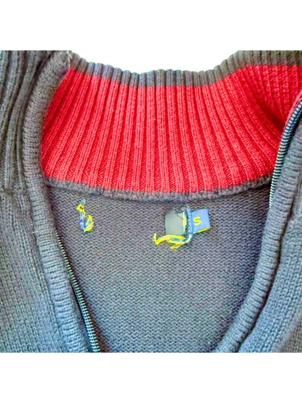 Vintage US Polo Assn Men Sweater Small Blue Pull Over 3/4 Zip Logo Cotton Blend - Picture 15 of 16